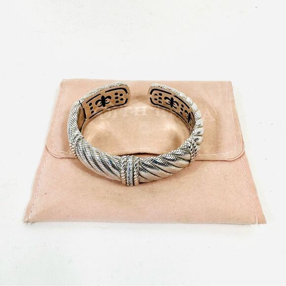 Judith Ripka Diamonique Rope Cuff Bracelet 925 Silver Cubic Zirconia Hinged Cuff - Picture 8 of 12